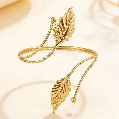 European-American Summer Leaf Adjustable Armband Bracelet Women