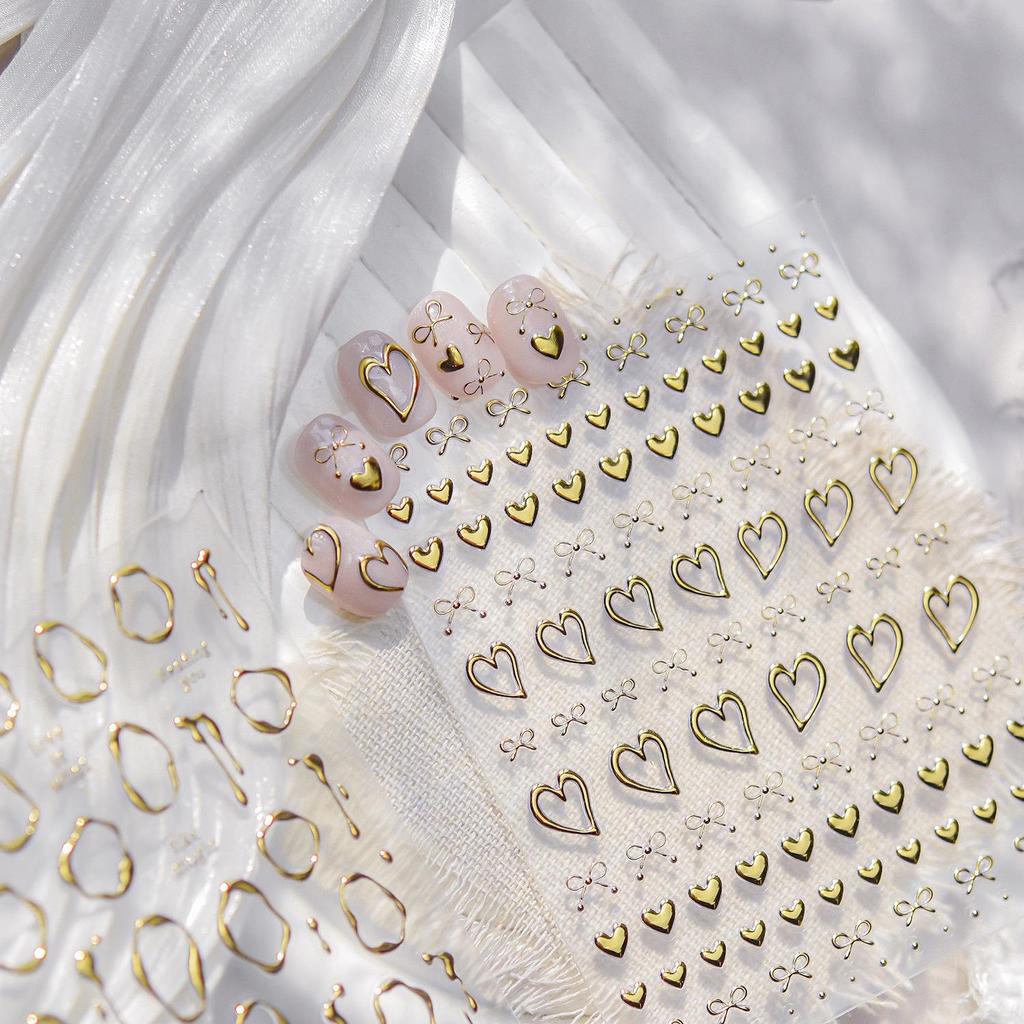 Tomoni & Moshu Modern Metal Nail Art Stickers - Heart and Geometric Designs