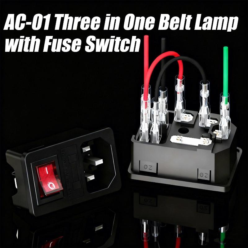 Red Rocker Switch Fuse IEC320 C14 Inlet Power Socket Fuse Switch Connector Plug Connector with 10A Fuse Switch 1/2PCS