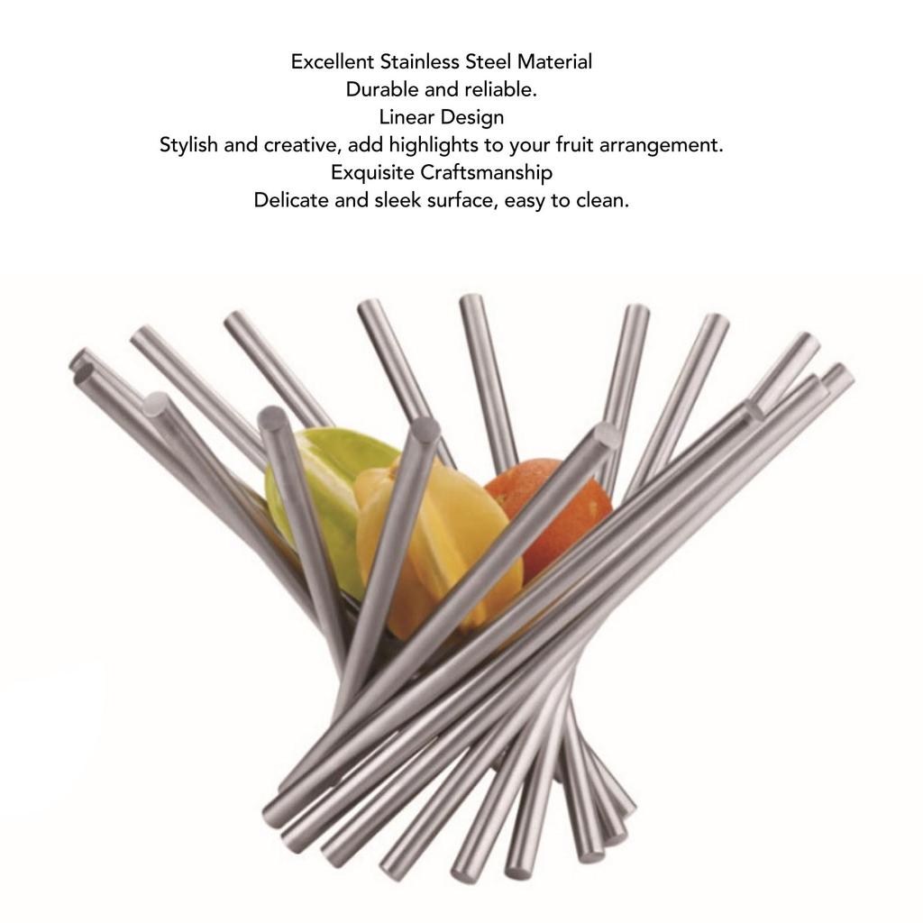 Fruit Vegetables Basket Bowl Stainless Steel Linear Countertop Fruit Bowl for Living Room and Office
