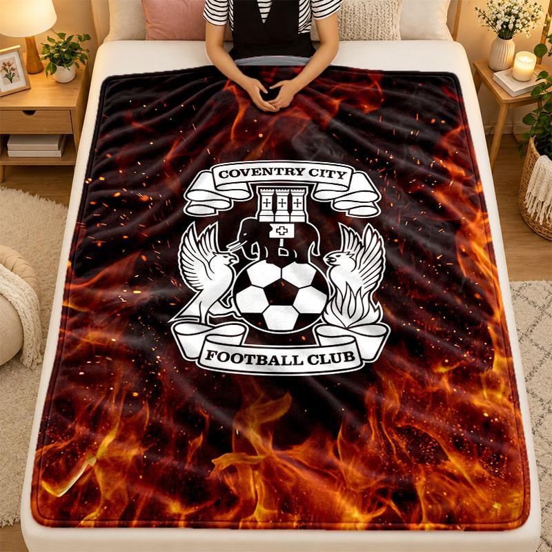 Flannel BlanketCoventry City Football Warm Soft Throw Blanket for Indoor Sofa Bed Living Room Use