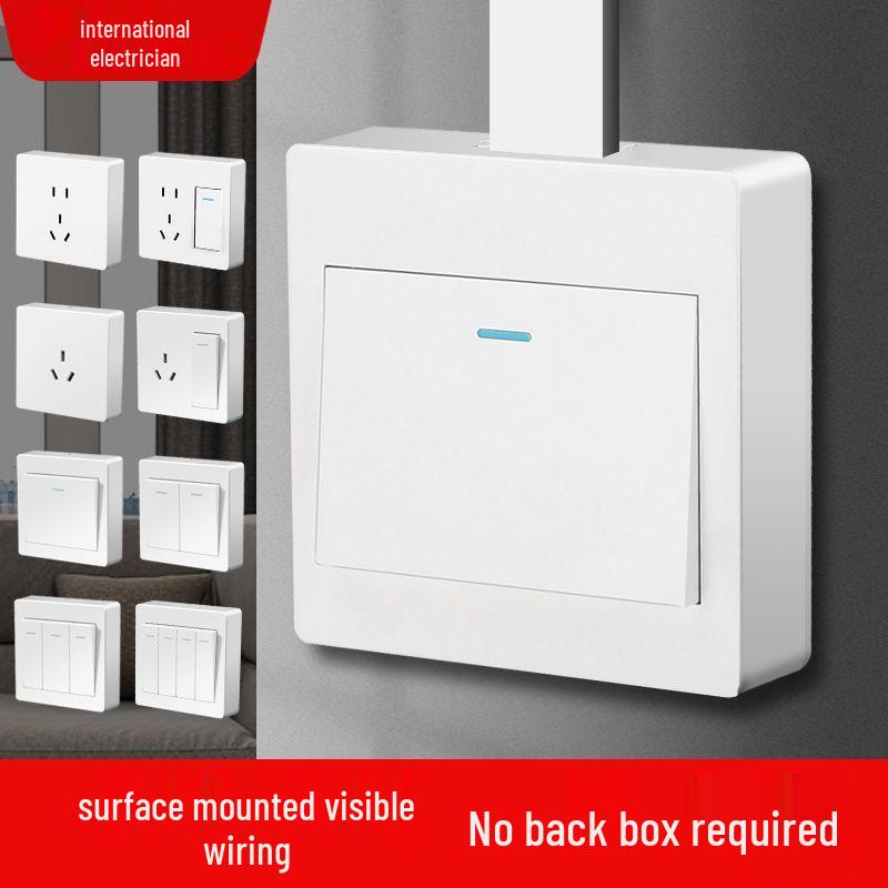 Ultra-Thin One-Way Multi-Control Electrical Surface Switch & Socket Panel with Box
