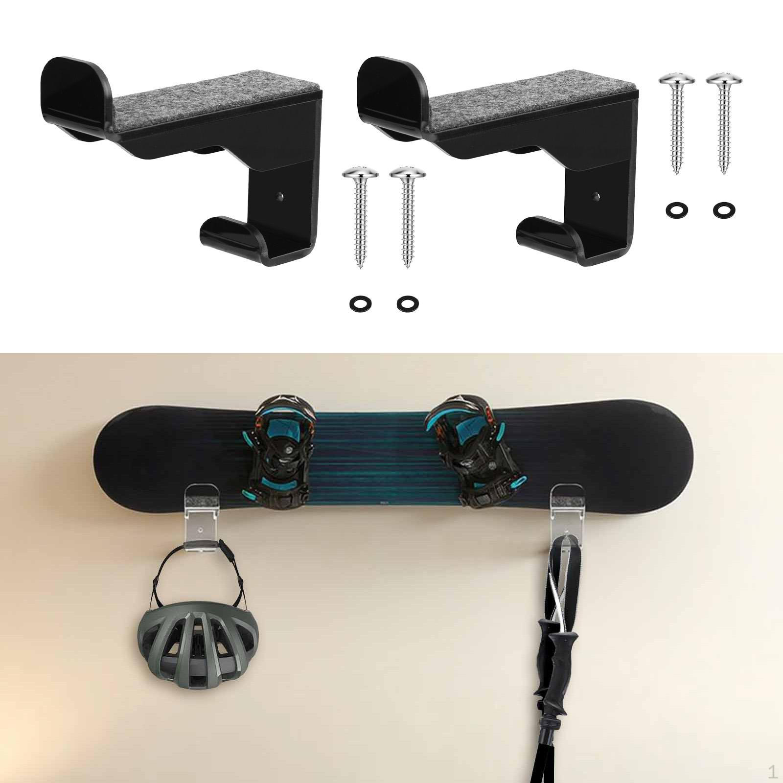 2 шт. Настенные стойки-органайзеры для сноуборда, горизонтальные вешалки для хранения, шлем чёрный
