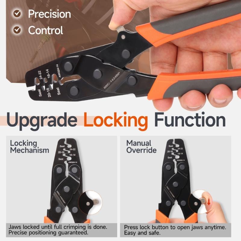 Professional Electrical Crimping Tool Includes Wire Stripper And Cutter For Automotive Marine Solar Applications