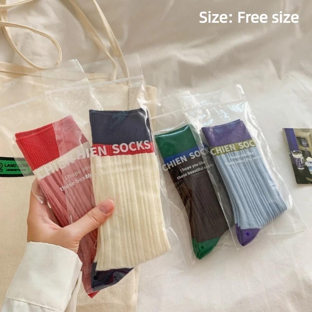 A Pair Soft Mid Tube Socks Stripes Long Socks Durable Womens Crew Socks  for Women