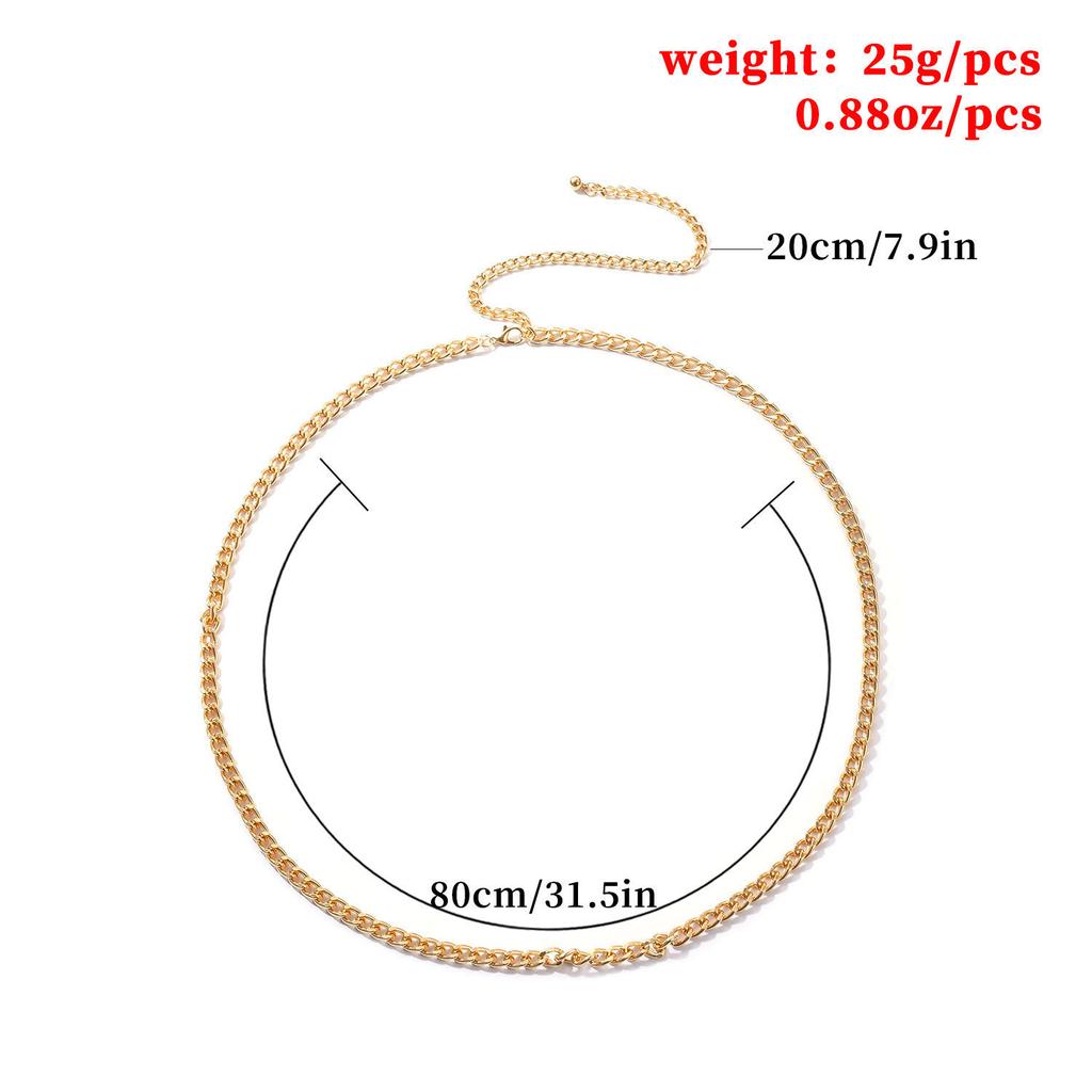 Accessories, punk exaggerated metal chain body chain, women's sexy retro single-layer alloy waist chain.