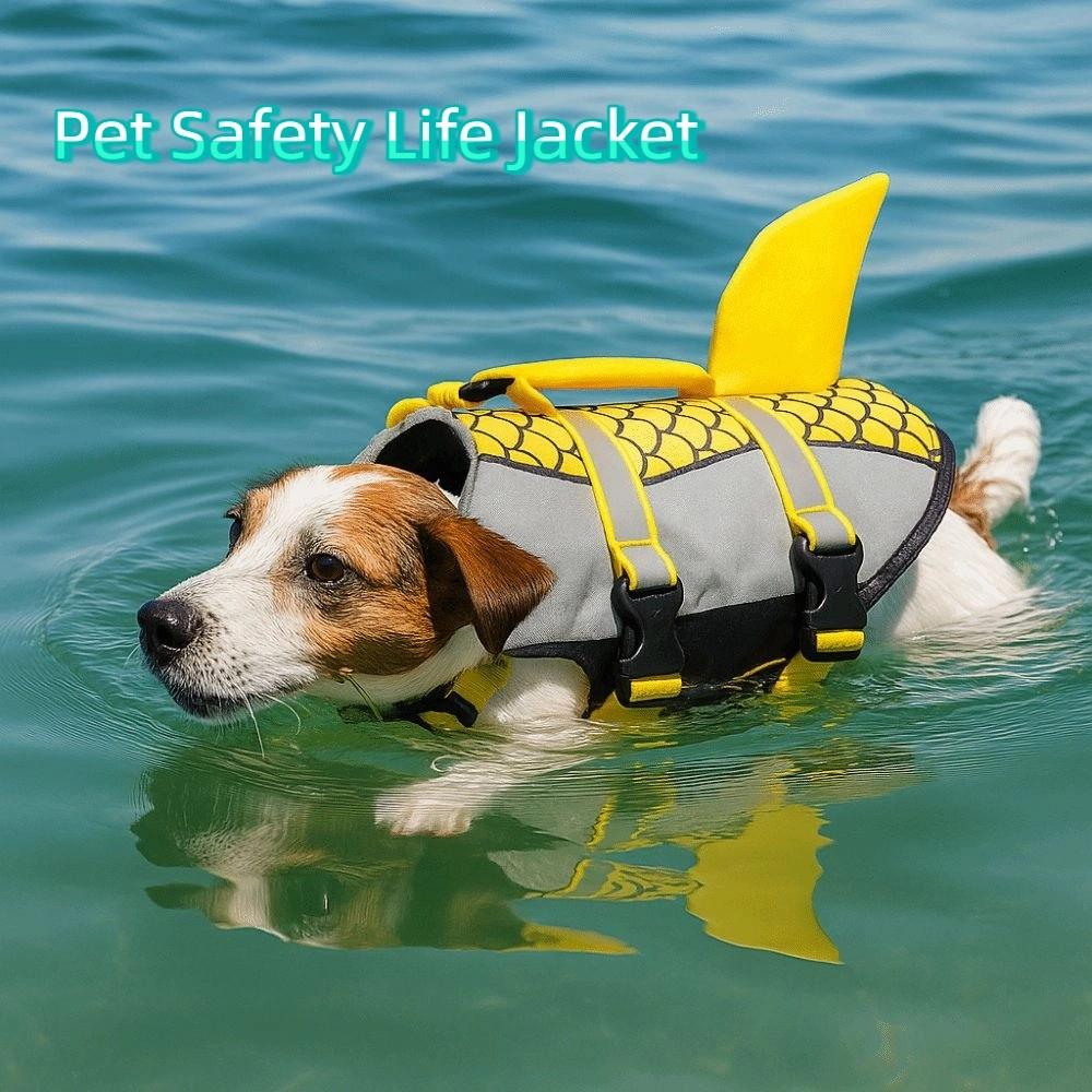 Reflective Dog Swimsuit Enhanced Buoyancy Scales Shark Dog Clothes Dog Safety Vest  Boating Safety