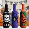 Halloween Bottle Set, Skull, Pumpkin, Knit, Champagne, Red Wine Bottle Bag, Table Decorations