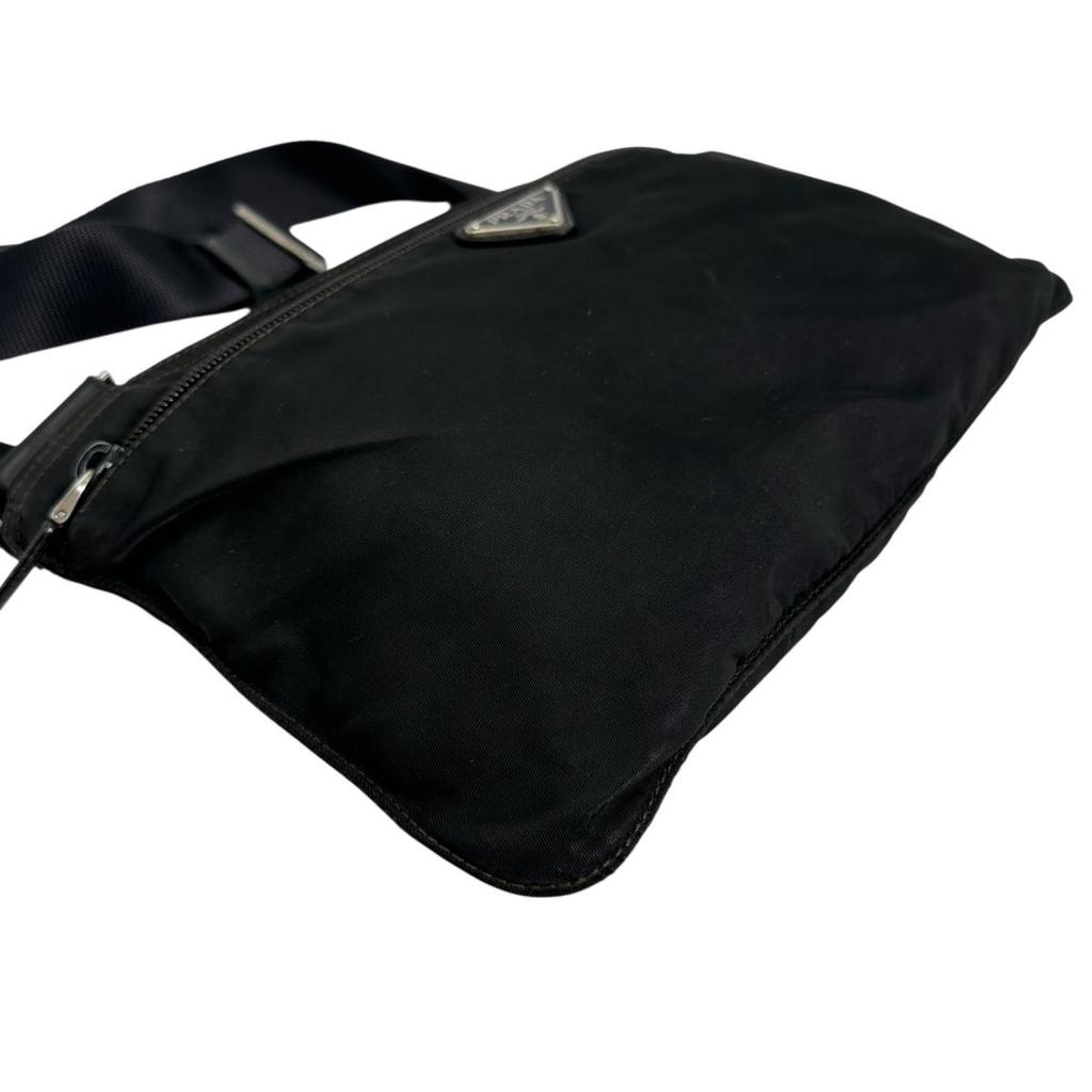 PRADA Triangle logo Shoulder Bag Nylon black Women Used