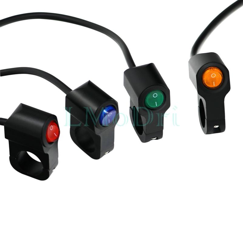 LMoDri 12v Motorcycle Switches LED Indicator Aluminium Alloy 7/8" 22mm Handlebar Switch For Fog Spot Light Headlight On