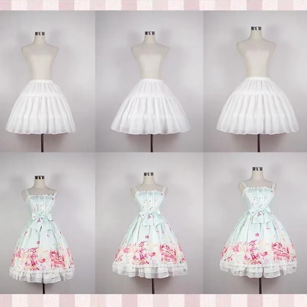 Elastic Wedding Petticoats Adjustable Fish-bone Skirt Cute Puffy Short Skirts Girl Lolita Skirts