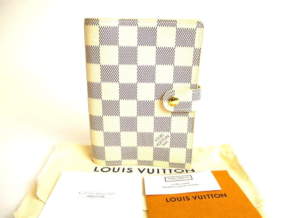 Authentic LOUIS VUITTON Damier Azur Document Holder Small Ring Agenda Cover #a103  Refurbished
