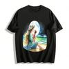 Moonlit Beach Mother Child Warmth Print Casual Top Pure Cotton T-shirt