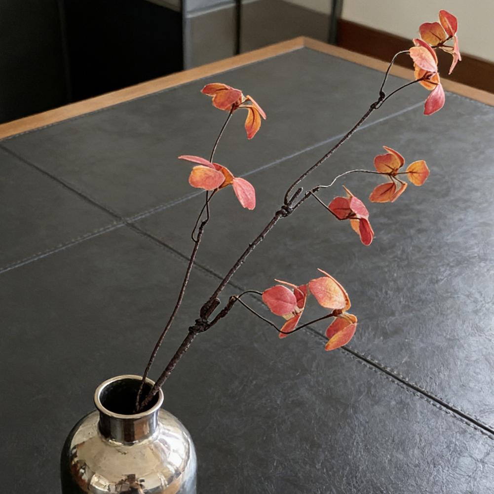 Chinese Japanese Home Decor Faux Fall Leaves Decor Artificial Fall Leaves Stems Realistic Faux Branches with Green for Home