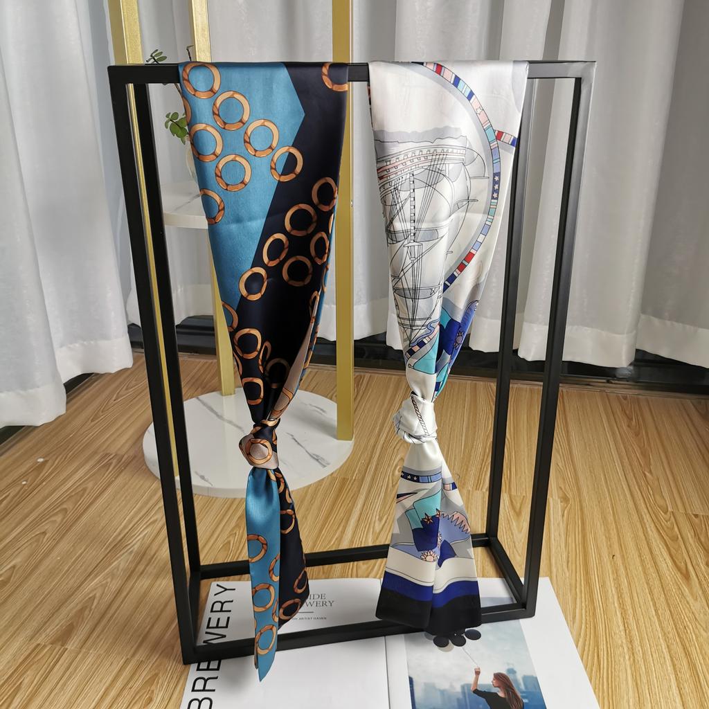 Long small silk scarf women's fashion versatile decorative streamer Korean version thin scarf thin and narrow long custom silk scarf scarf scarf