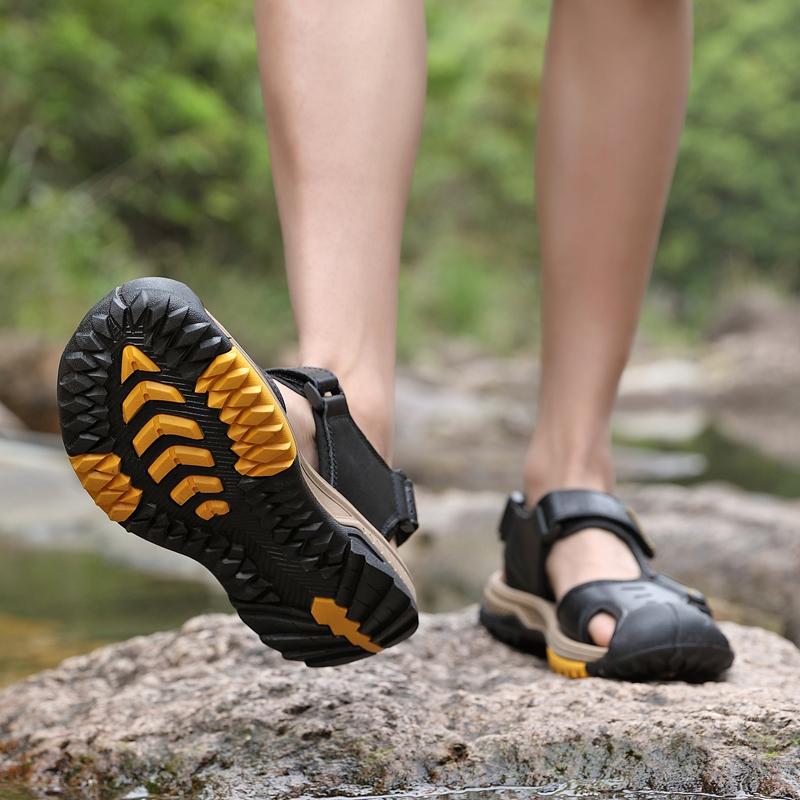 TUINANLE Classic Mens Sandals Summer Leather Sandals Men Outdoor Casual Lightweight Beach Shoes Fashion Men Sneakers Size 38-46