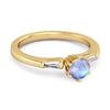 Moonstone Three Stone Ring - 925 Sterling Silver Gold Vermeil