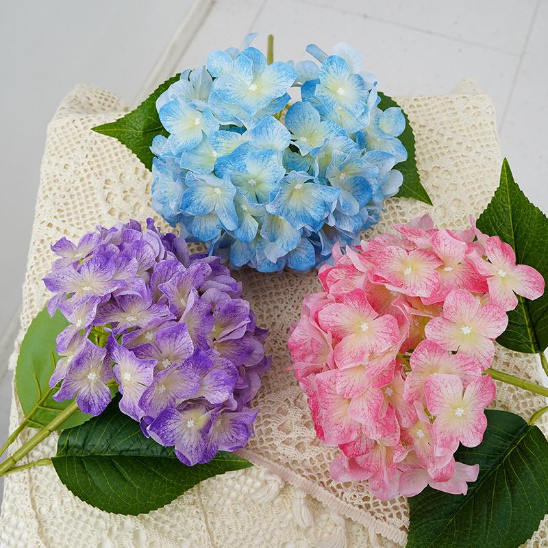 4pcs Simulation Hydrangeas Branch Real Touch Fake Flowers Garden Balcony Decoration Green Star Drop Hydrangea Artificial Flower