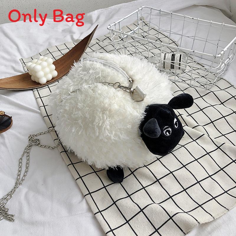 

Shaun The Sheep Plush Bear Cartoon Crossbody Bag With Zipper Closure For Daily Use White