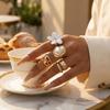 6/8/12 pcs/set Gold Sliver Open Ring Sets Zinc Zinc Alloy Floral Ring Elegant Geometric Baroque Ring  Gift