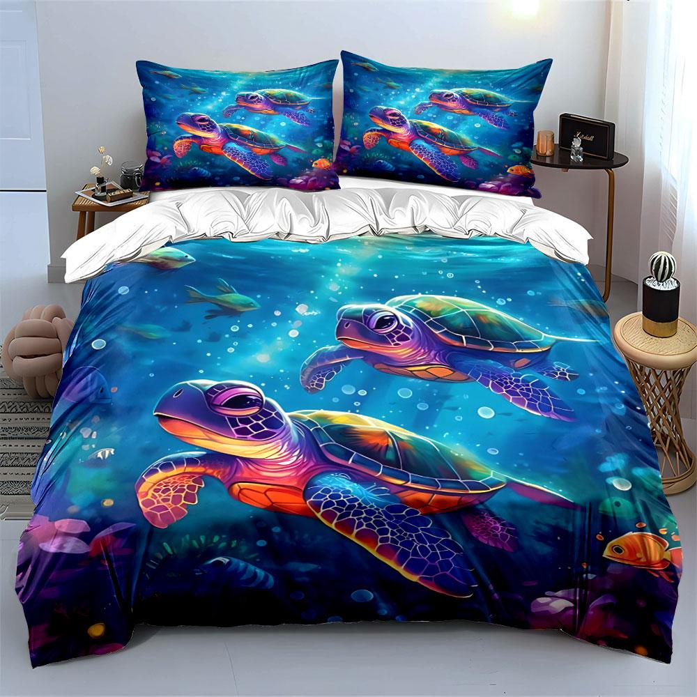 Sea Turtle Ocean Bedding Set Bedding Duvet Cover Set Duvet Cover Pillowcases (1 * Duvet Cover 2 * Pillowcases, Without Duvet Insert)