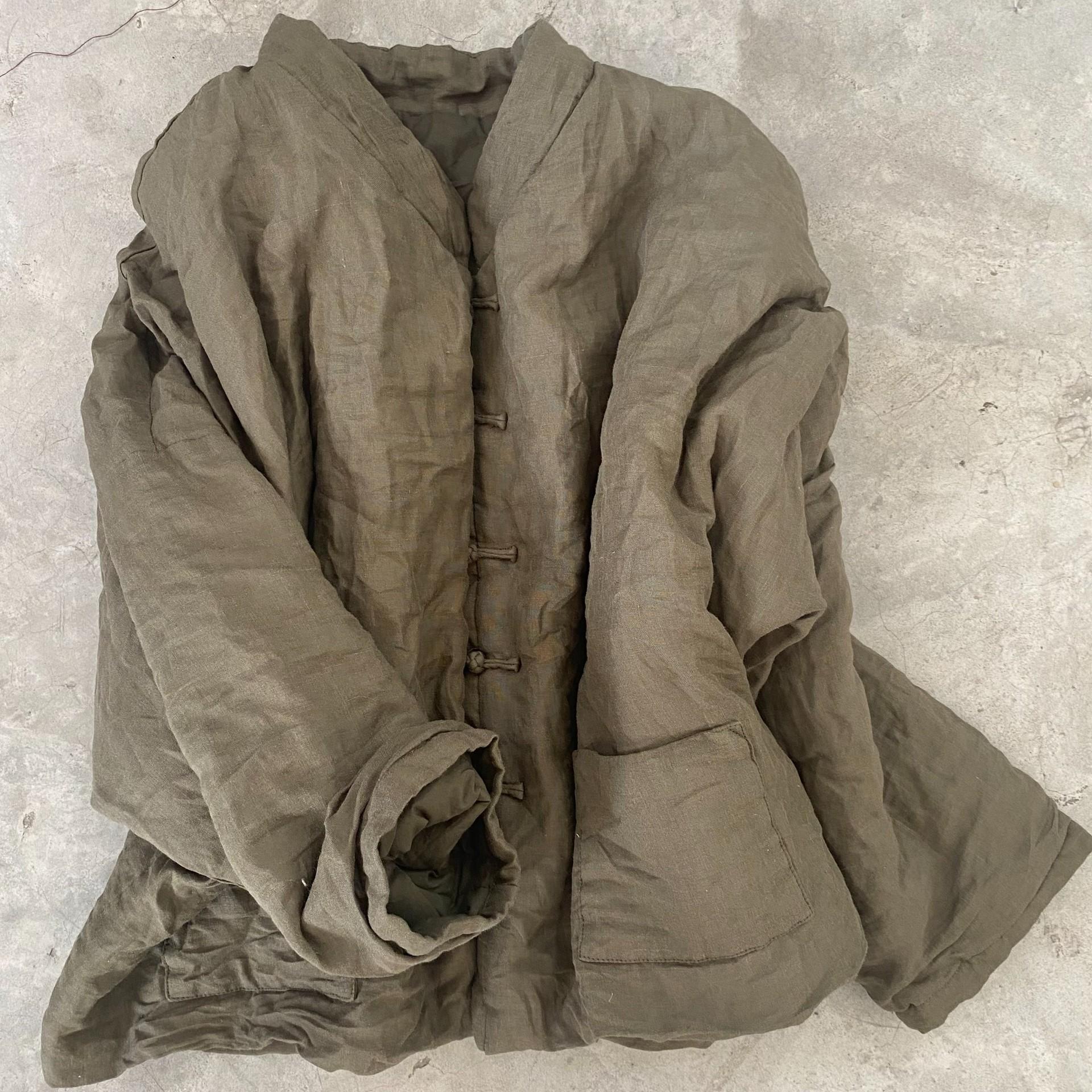 

Johnature Принт в винтажном стиле с длинными рукавами для женщин, зимнее однобортное повседневное пальто в китайском стиле в стиле ретро One Size