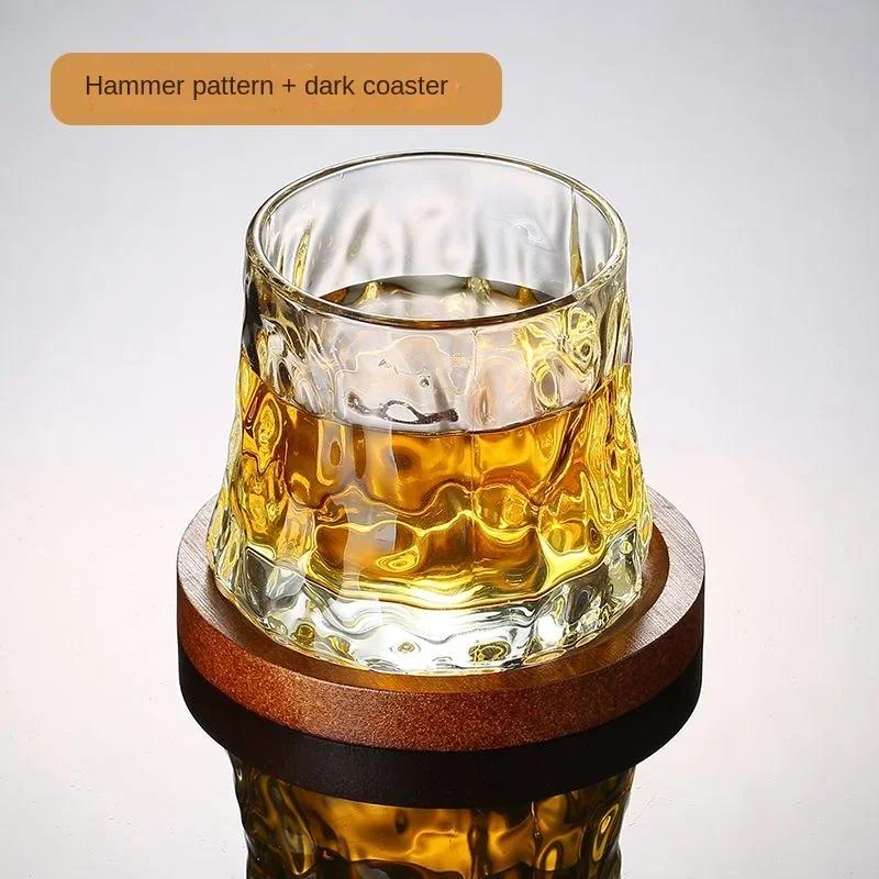 Pogrubiony Kryształowy Kieliszek do Whisky Obrotowy Nieprzewracający się Szklanka do Szkockiej Bourbona Koktajli Barowe Domowe Szklanka do Napojów Zimnych