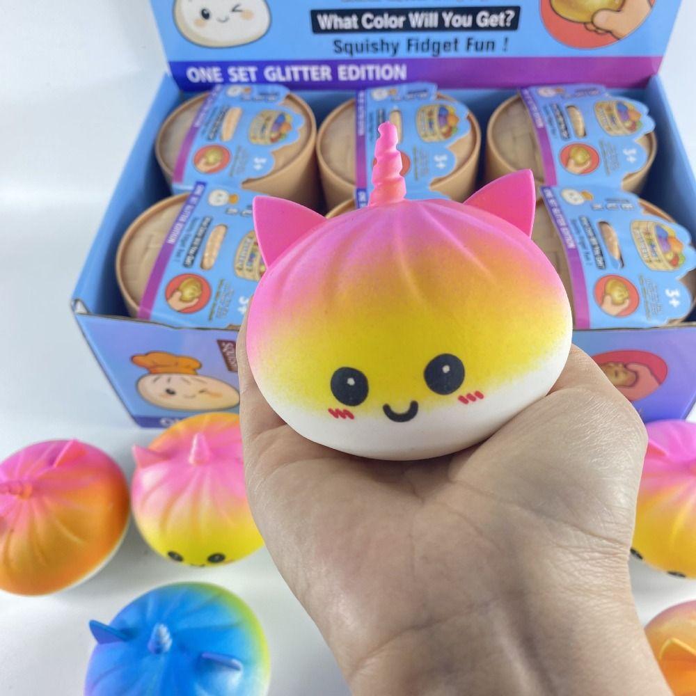 Simulation Food Dumpling Squishy Toys with Steamer Sensory Fidget Ball Children Gifts