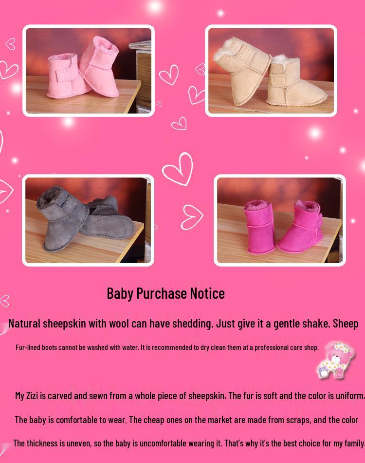 Soft Sole Sheepskin Fur Baby Shoes, Warm Cotton for Boys & Girls, 0-12 Months, Pre-Walker Winter Footwear