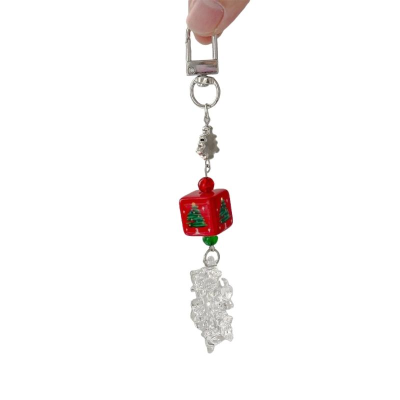 Festival Christmas Bead Mobile Strap Phone Pendant Alloy Phone Strap Resin Alloy Texture Perfect for Bags or Keys