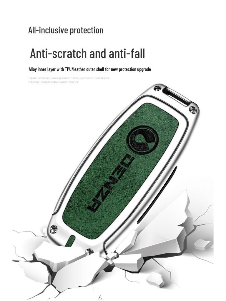 Denza D9 Key Case: Metal Leather Key Shell for Men & Women