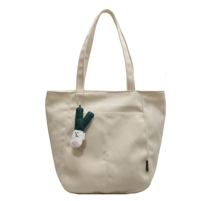 Versatile College Student Class Tote Bag Large Capacity Shoulder Tote Bag Casual Canvas Bag Women