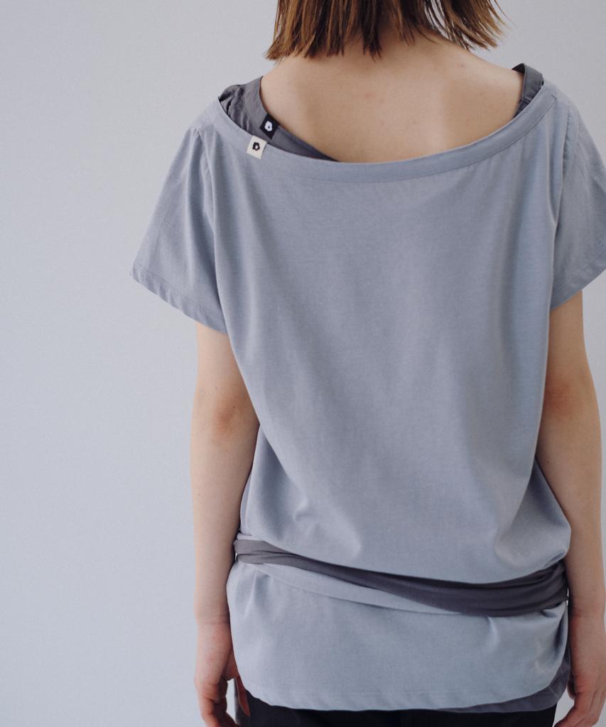 Ohesio One-Shoulder Wrap T-Shirt, Gray