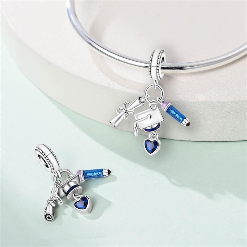 copper Graduation Collection Bead Charms Hat Certificate Pendant Bouquet Bear Charm Bead Charms Compatible With Authentic Bracelets Jewellery Gifts