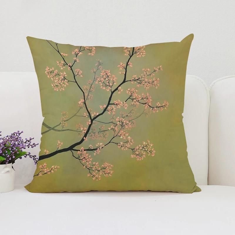 Japanese Cherry Blossom Pillowcases for Pillows 45x45 Cushions Cover for Living Room Cushions Luxury Cushion Cover Home Decor