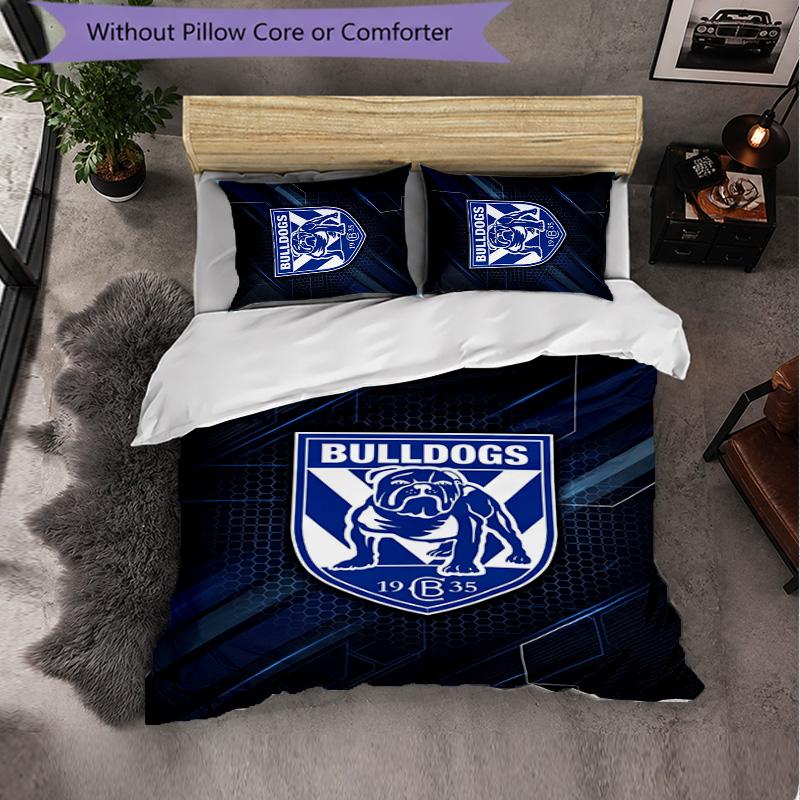 Canterbury-Bankstown Bulldogs Fantasia Microfibra Set Biancheria da Letto 3 Pezzi Decorazione Copripiumino Set Per Camera da Letto Uso Domestico
