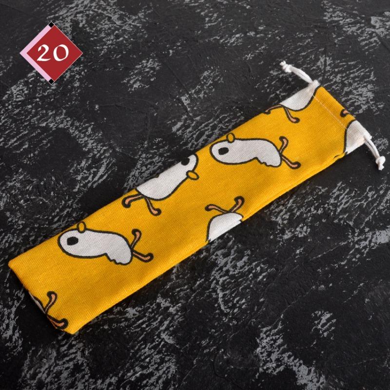 Japanischer Stil DIY Reise-Aufbewahrungstasche Kordelzugtasche Strohgeschirr tragbar Kordelzug Löffel Stäbchen Stofftasche