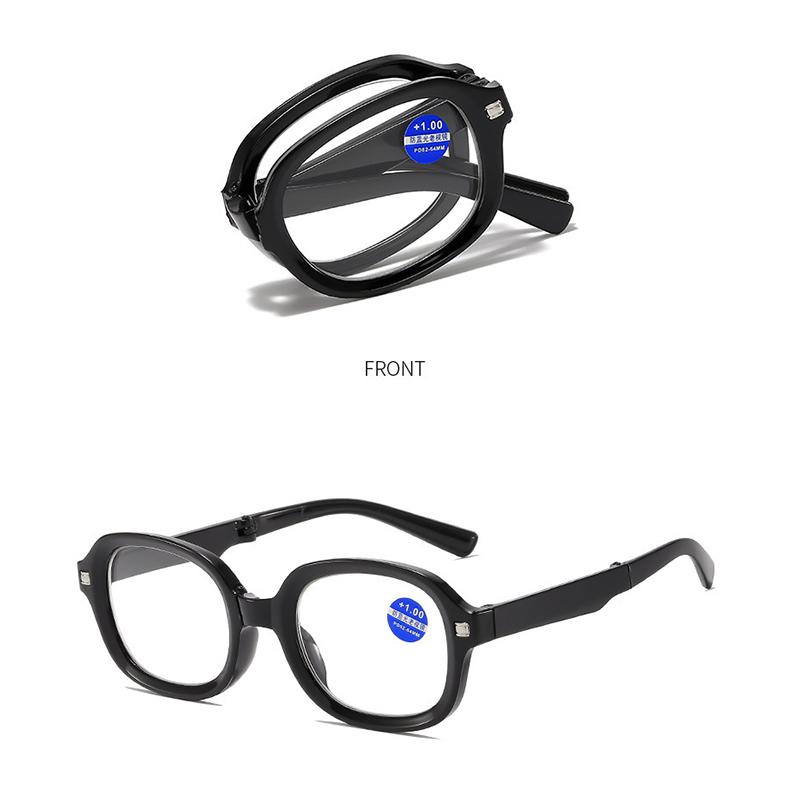 

New Fashionable Portable Reading Glasses Women Foldable Corrective Eyewear Simple Anti Blue Light Finished Prescription Eyeglass +400