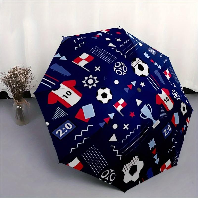 1pc Soccer Sports Automatic Open 8-Rib Windproof Umbrella, Travel & Commuting, Suitable for All Seasons