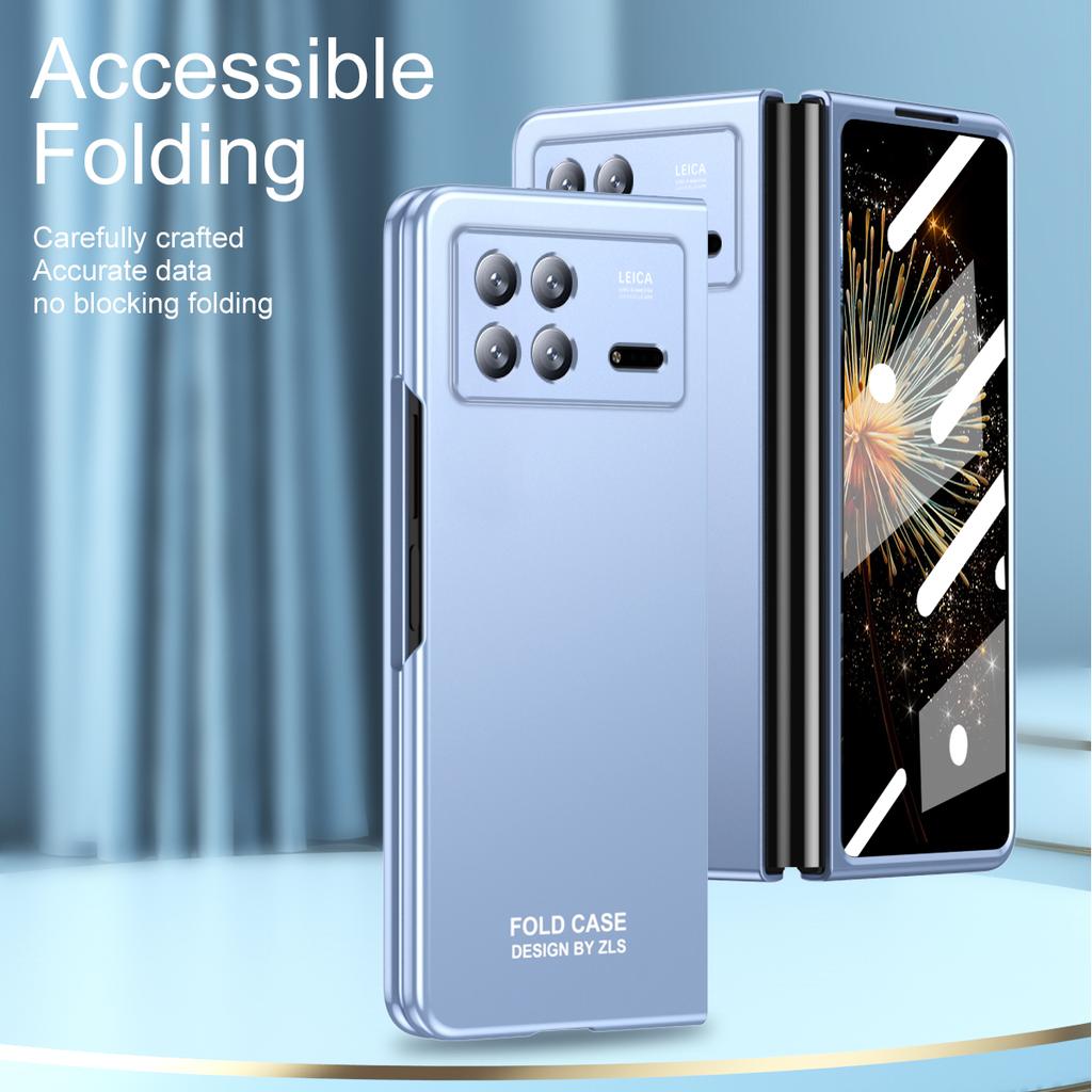 For Xiaomi Mix Fold 3 5G Hard PC Phone Protection Case Shock-Absorption Cover with Tempered Glass Film