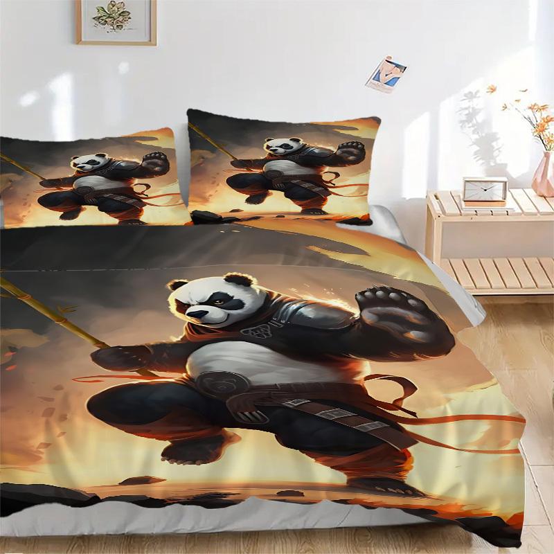 

3pcs Panda Warrior Duvet Cover Set - Machine Washable, Includes 1 Cover and 2 Pillowcases, No Core Included yy251013026 135x200cm