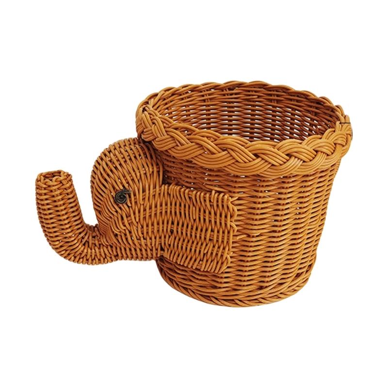 

Уникальная корзина в форме слона для закусок и хранения, прочные плетеные вручную полипропиленовые материалы, украшение для дома, элегантные стили коричневый