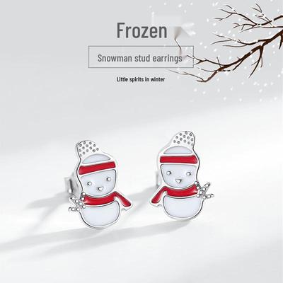 European & American Cute Snowman Epoxy Stud Earrings - Fresh, Versatile, Sweet Fashion for Women At Christmas