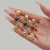 Colorful Heart Glass Stone Tassel Earrings & 18K Gold Plated Stainless Steel Necklace