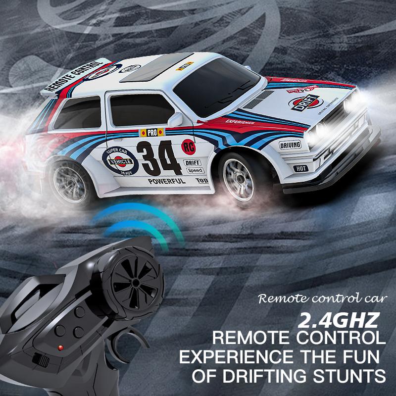KF34 1/43 High Speed Drift RC Car With Light 2.4G 4WD Remote Control Cars Mini GTR Racing Model For Boys Kids Toy Gifts