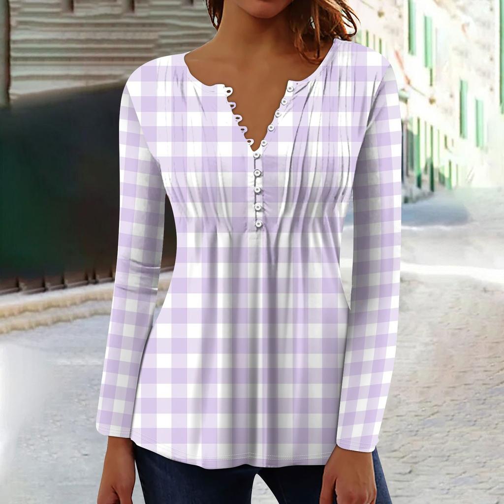 Women's Spring Autumn Pleated Button Down Collar Floral Print Long Sleeve Top