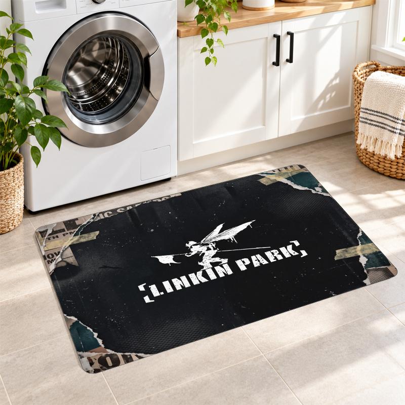 Flanell Küchenmatte Linkin Park Weicher Teppich Rutschfester Bodenteppich Heimdekoration