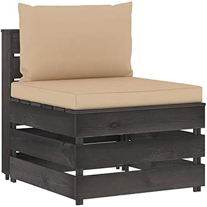 Canapé d'angle Sectionnel - VIDAXL - Bois Imprégné - Beige et Gris - Réversible - 4 personnes