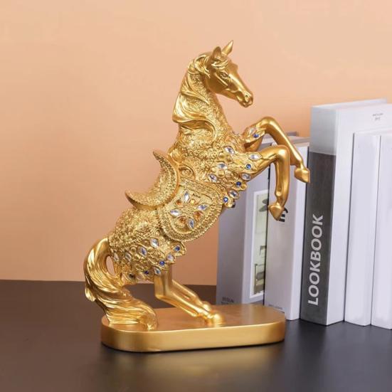 Success Horse Ornament Artistic Good Luck Horse Figurine Resin Modern Horse Statue for Home TV Stand Desk Wine Cabinet Decoration