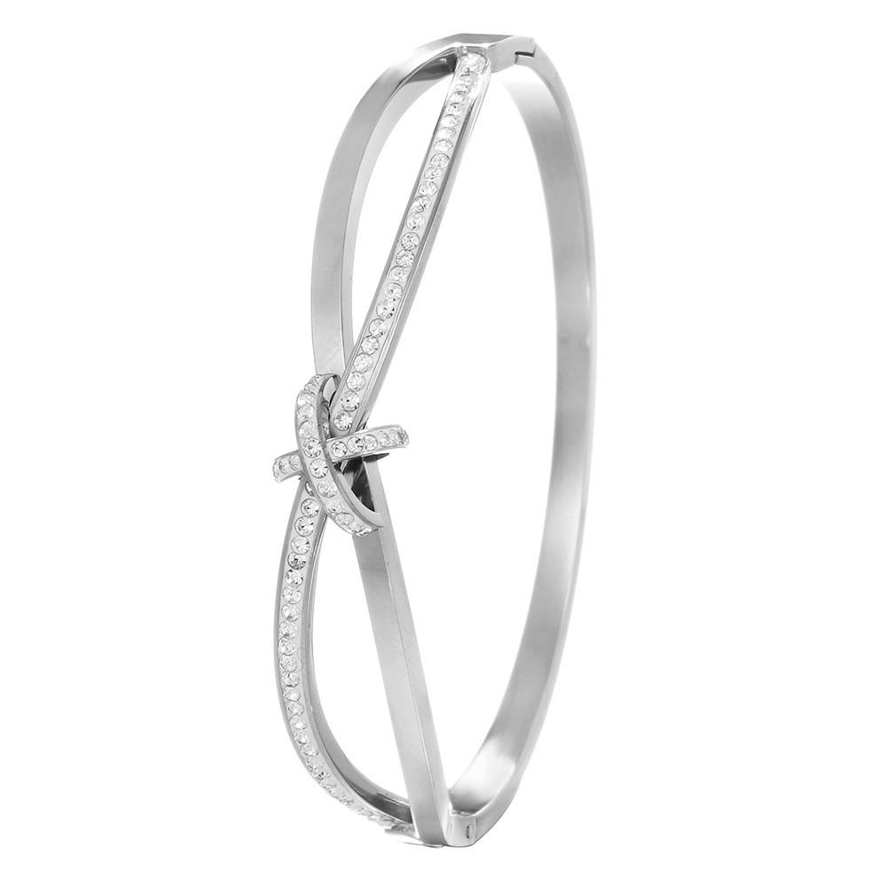 Titanium Steel Butterfly Bow Bracelet With Geometric Design For Fashion And Gift серебряный